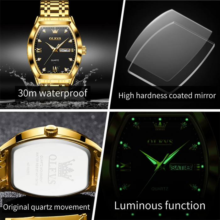 Ceas barbatesc Olevs Quartz Analog Elegant Business Fashion Otel Auriu [4]