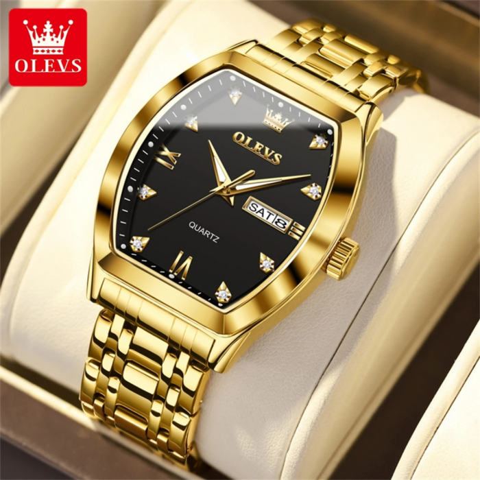 Ceas barbatesc Olevs Quartz Analog Elegant Business Fashion Otel Auriu [2]