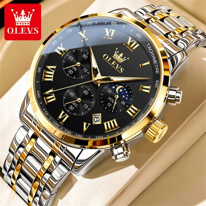 Ceas barbatesc Olevs Cronograf Data Elegant Quartz Analog Otel [2]
