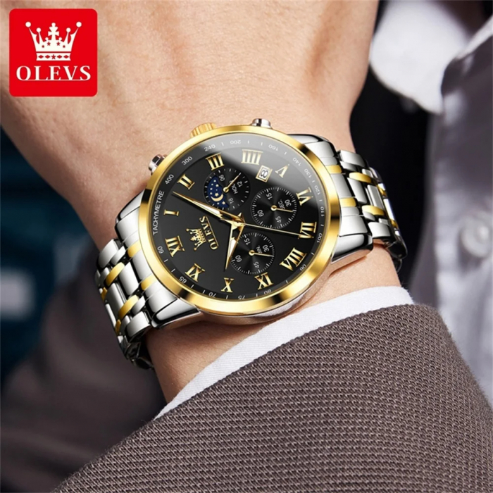 Ceas barbatesc Olevs Cronograf Data Elegant Quartz Analog Otel [4]