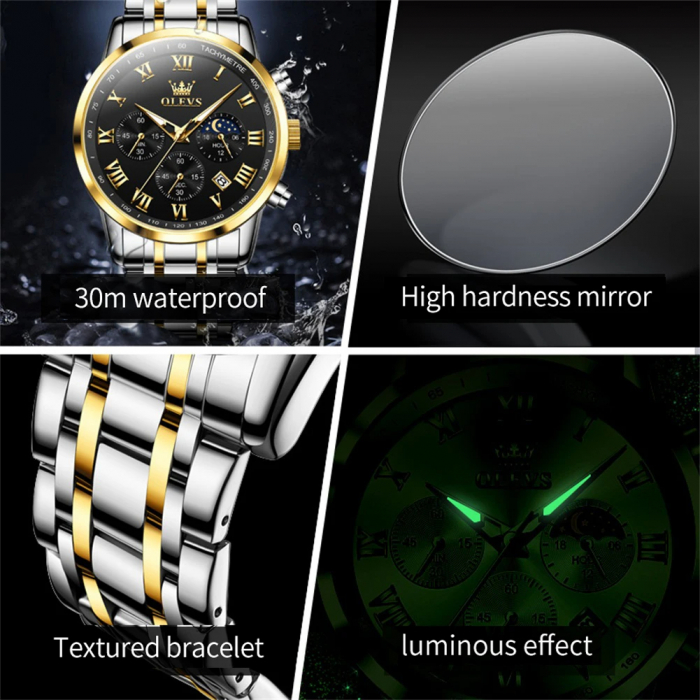 Ceas barbatesc Olevs Cronograf Data Elegant Quartz Analog Otel [6]