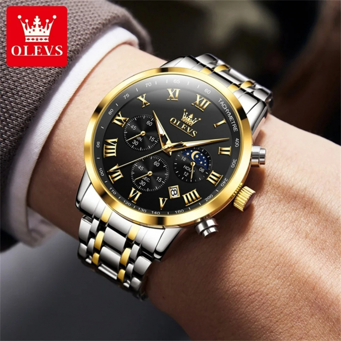 Ceas barbatesc Olevs Cronograf Data Elegant Quartz Analog Otel [3]