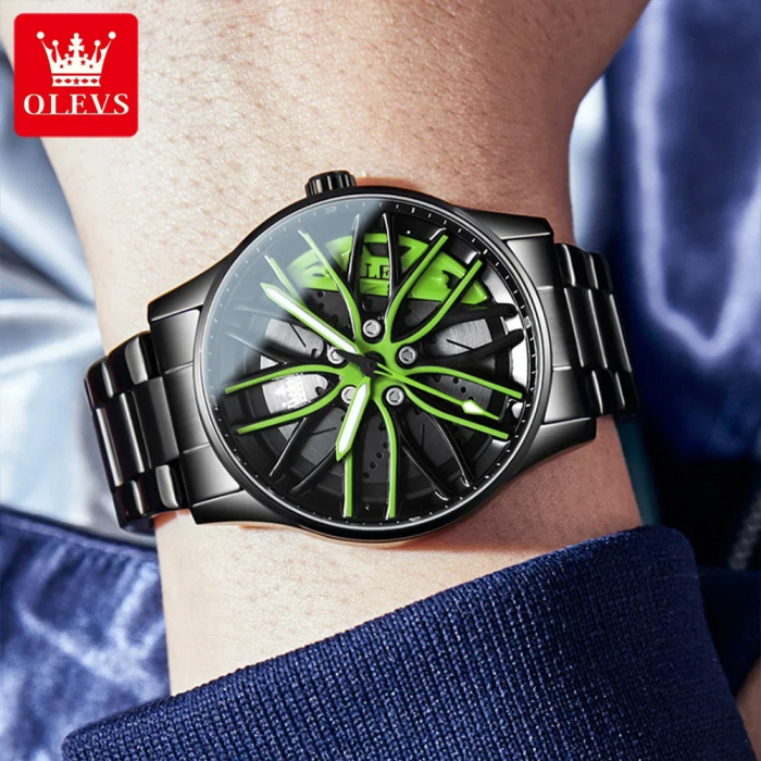 Ceas barbatesc Olevs Sport Casual Quartz Roata Rotativa NegruVerde [3]