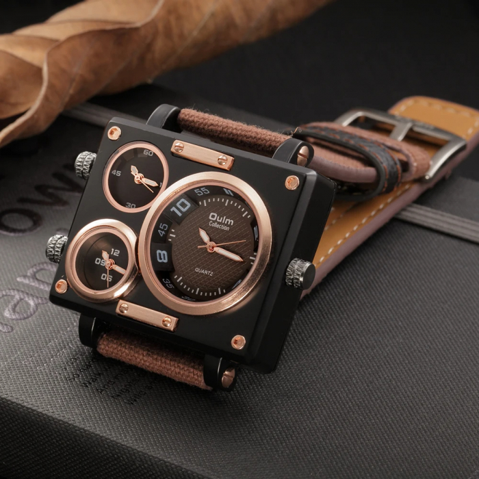 Ceas barbatesc Oulm Casual Elegant Quartz Analog Sport Luxury Multiple fuse orare Maro [3]