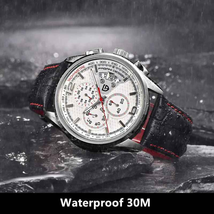 Ceas Bărbătesc PAGANI DESIGN PD-3306 Alb, Quartz Cronograf, Oțel 316L, 44mm [4]