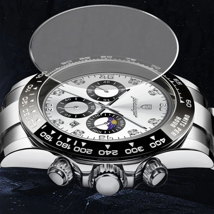 Ceas barbatesc Poedagar Cronograf Casual Luxury Fashion Quartz Data Otel Argintiu [3]