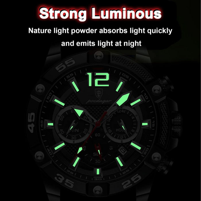 Ceas barbatesc Poedagar Silicon Rosu Analog Quartz Indici luminosi [5]