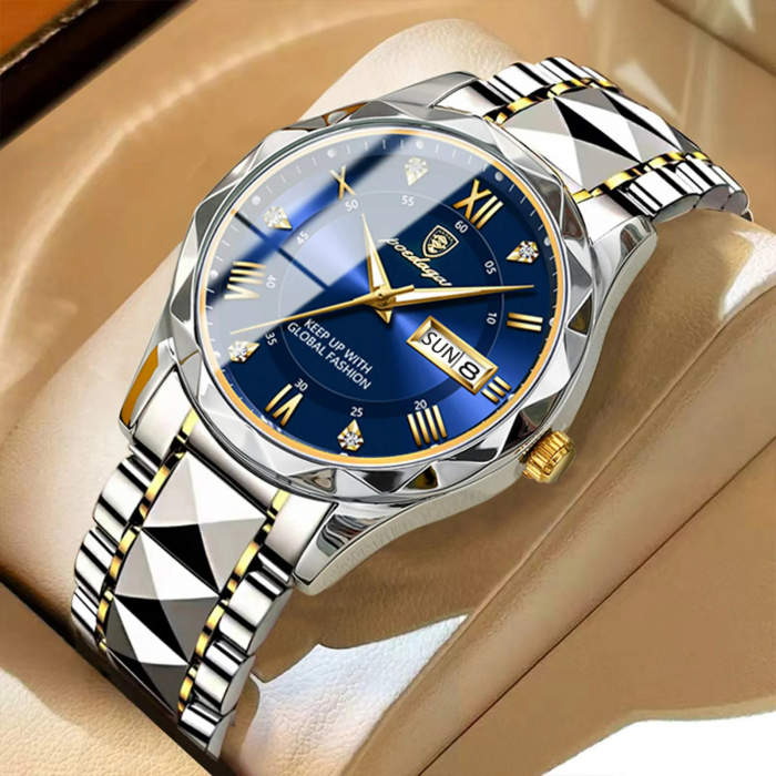 Ceas barbatesc Poedagar Quartz Analog Data Indici luminosi Argintiu Albastru [4]