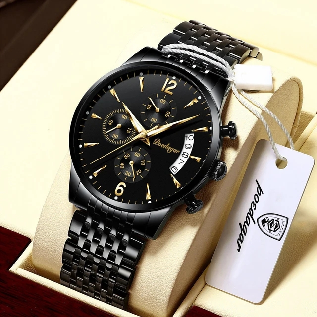 Ceas barbatesc, Poedagar, Cronograf, Data, Casual, Fashion, Negru [5]
