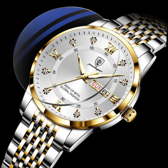 Ceas barbatesc Poedagar Quartz Indici luminosi Otel Analog Argintiu [2]