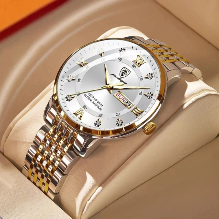 Ceas barbatesc Poedagar Quartz Indici luminosi Otel Analog Argintiu [3]