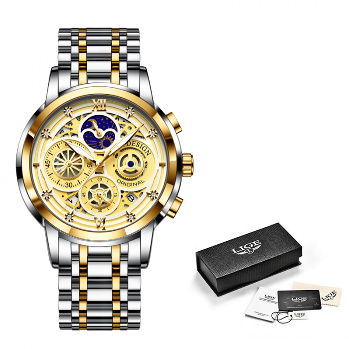 Ceas barbatesc Quartz Lige Otel Analog Data [2]