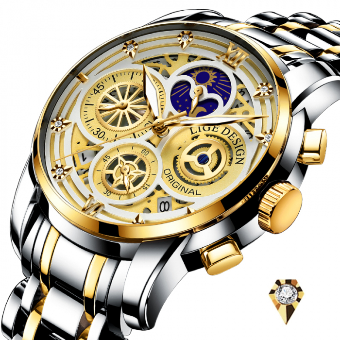Ceas barbatesc Quartz Lige Otel Analog Data [5]