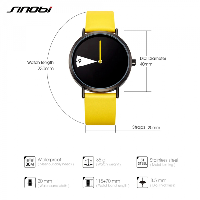 Ceas barbatesc Sinobi Creative Mecanism Japonia Quartz Casual Sport Fashion Galben [4]