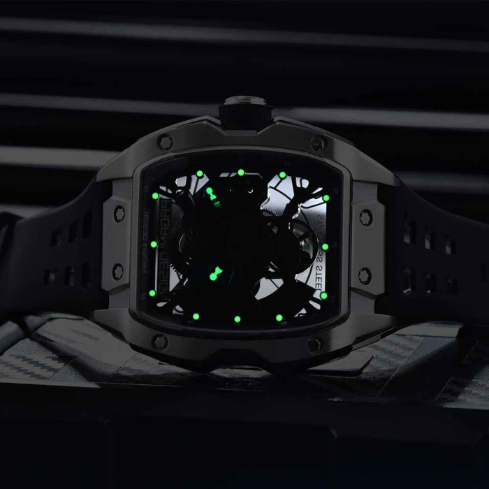 Ceas bărbătesc skeleton PAGANI DESIGN PD-YS018 – 42mm, mecanism S X5021, safir, curea fluororubber, design luxury sport [4]