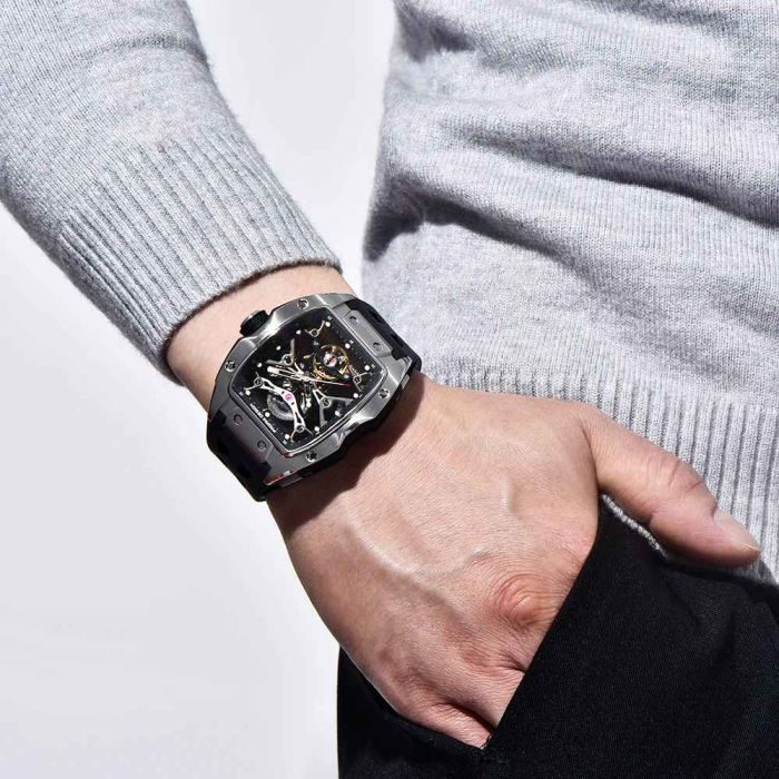 Ceas bărbătesc skeleton PAGANI DESIGN PD-YS018 – 42mm, mecanism S X5021, safir, curea fluororubber, design luxury sport [3]