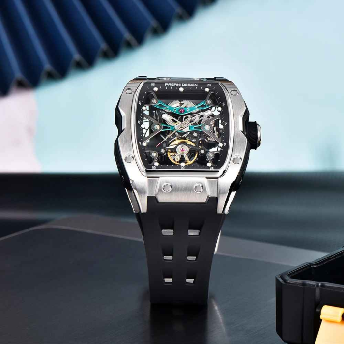 Ceas bărbătesc skeleton PAGANI DESIGN PD-YS018 – 42mm, mecanism S X5021, safir, curea fluororubber, design luxury sport [5]