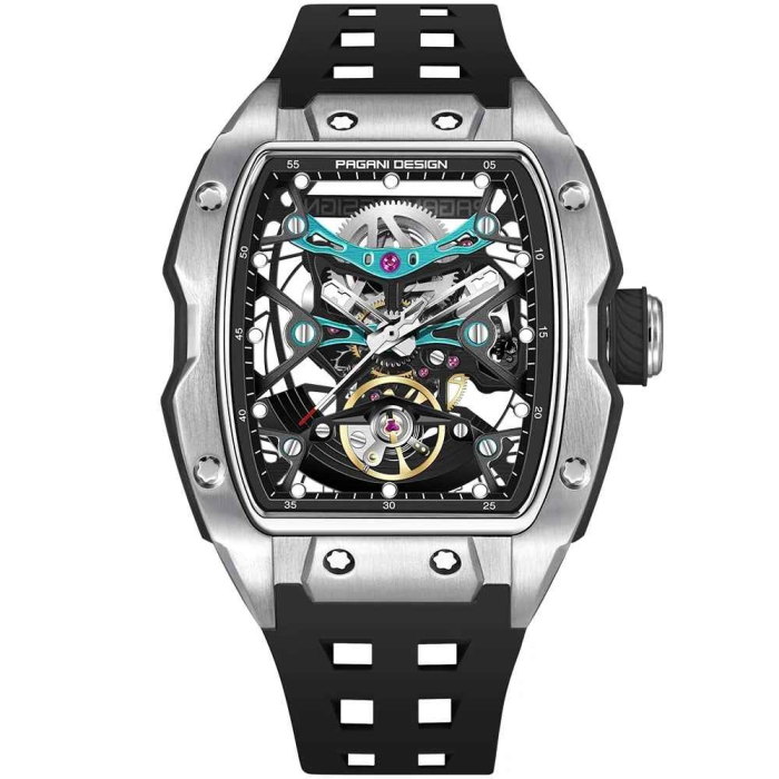 Ceas bărbătesc skeleton PAGANI DESIGN PD-YS018 – 42 mm, mecanism S X5021, safir, curea fluororubber [2]