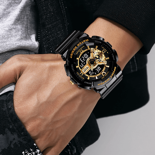 Ceas barbatesc SKME Dual Time cu cronometru, Temporizator, Data, Alarma [2]