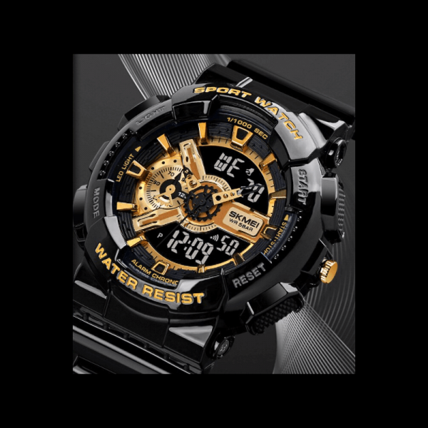 Ceas barbatesc SKME Dual Time cu cronometru, Temporizator, Data, Alarma [3]