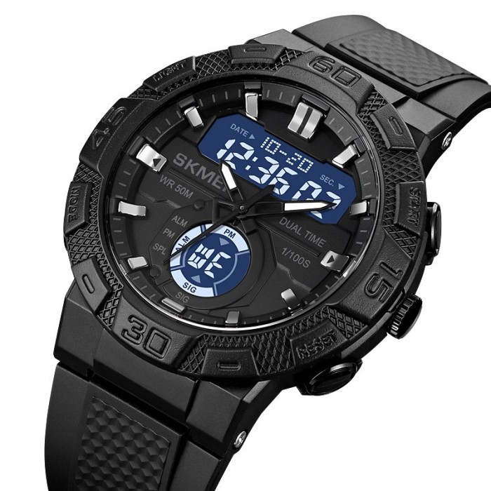 Ceas barbatesc Skmei Analog Digital Quartz Casual Cronometru Alarma Negru [3]