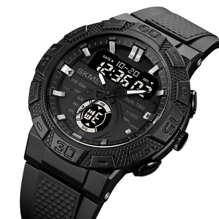 Ceas barbatesc Skmei Analog Digital Quartz Casual Cronometru Alarma Negru [2]