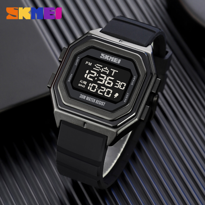 Ceas barbatesc Skmei Digital Casual Alarma Calendar Negru [3]