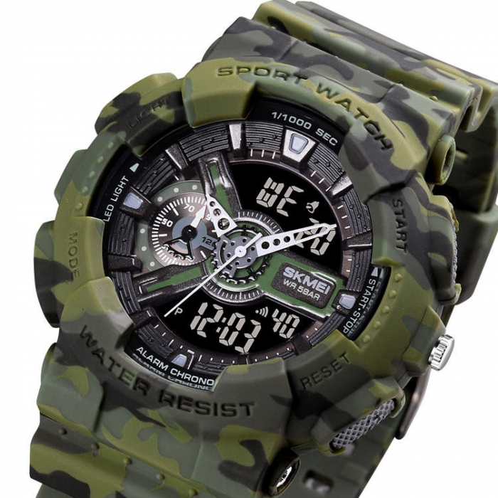 Ceas barbatesc Skmei Spor Camuflaj Digital Analog Quartz [3]