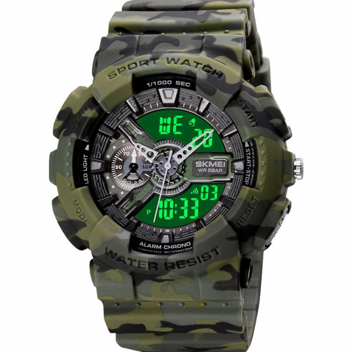 Ceas barbatesc Skmei Spor Camuflaj Digital Analog Quartz [4]
