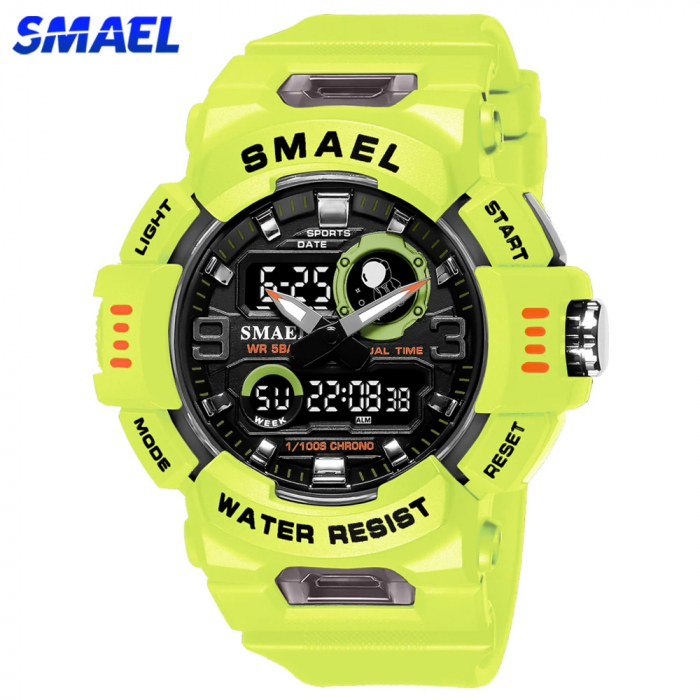 Ceas de mana barbatesc Smael Army Militar Sport Analog Quartz Digital Cronometru Verde [2]