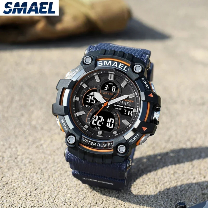 Ceas barbatesc Smael Electronic Sport Quartz Militar Negru Alarma [2]