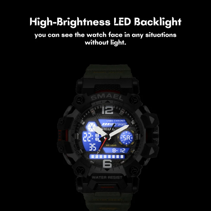 Ceas barbatesc Smael Sport Militar Quartz Analog Army Albastru Cauciuc [3]