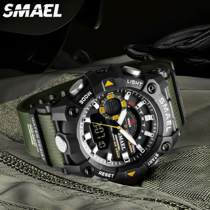 Ceas barbatesc Smael Militar Sport Analog Digital Quartz Verde [3]