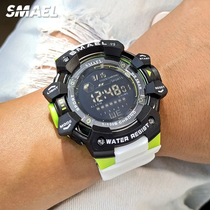 Ceas barbatesc Smael Sport Militar  Electronic Digital Alb Alarma Cronometru [4]