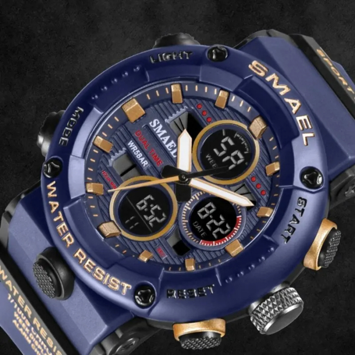 Ceas barbatesc Smael Sport Militar Quartz Analog Electronic Albastru Cronometru [4]