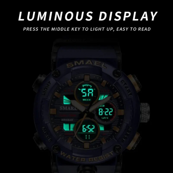 Ceas barbatesc Smael Sport Militar Quartz Analog Electronic Albastru Cronometru [3]
