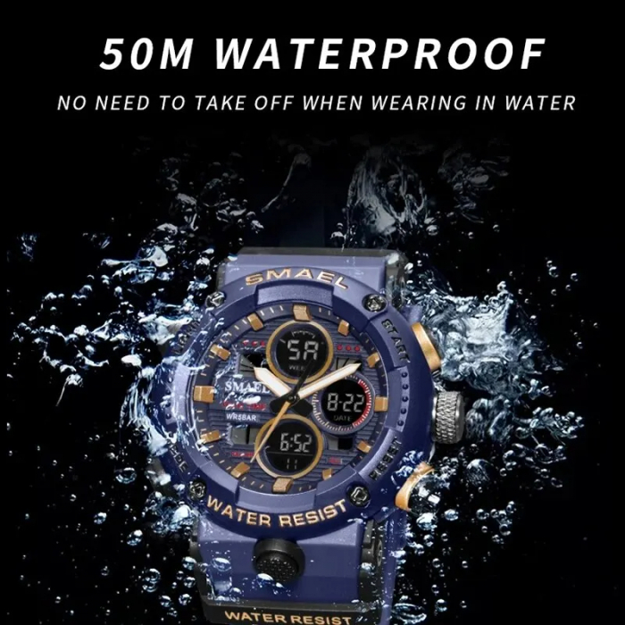 Ceas barbatesc Smael Sport Militar Quartz Analog Electronic Albastru Cronometru [5]