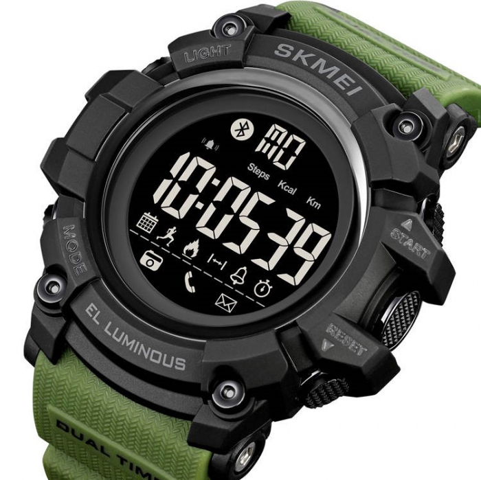 Ceas barbatesc Sport Skmei Alarma Pedometru Digital Verde [4]