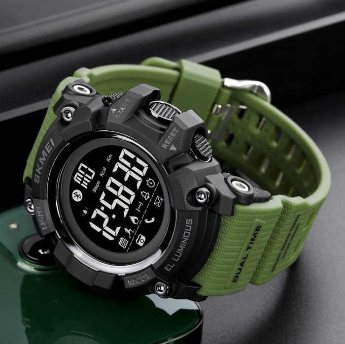 Ceas barbatesc Sport Skmei Alarma Pedometru Digital Verde [5]