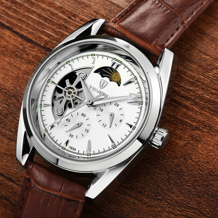 Ceas barbatesc Tevise Mecanic automatic Piele Maro Elegant Business [2]