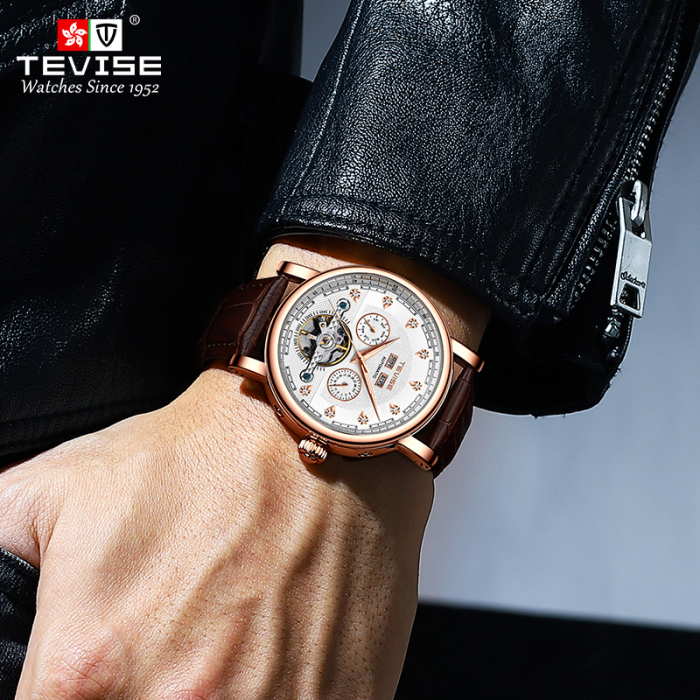 Ceas barbatesc Tevise Maro Elegant Skeleton Business Mecanic Automatic Analog [5]