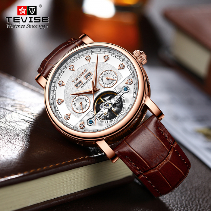 Ceas barbatesc Tevise Maro Elegant Skeleton Business Mecanic Automatic Analog [2]