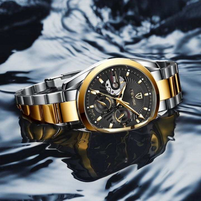 Ceas barbatesc Tevise Mecanic Automatic Otel Analog Business Elegant Argintiu [4]