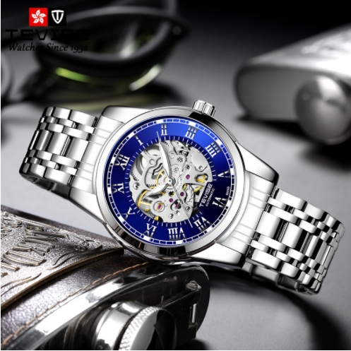 Ceas barbati Tevise Mecanic Automatic Argintiu Analog Afisare data Otel [5]