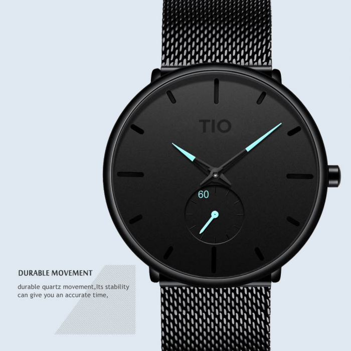 Ceas barbatesc Tio Elegant Fasion Casual Quartz Analog Negru/Albastru [5]