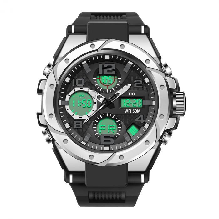 Ceas barbatesc TIO Militar Cronograf Digital Sport  Alarma Argintiu [2]