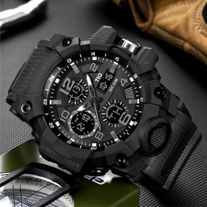 Ceas barbatesc TIO, Militar, Sport, Cronograf, Army, Digital, Rezistent la socuri si apa [6]