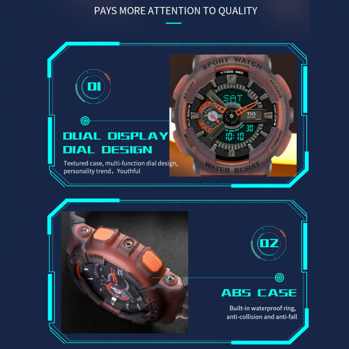 Ceas barbatesc TIO Sport Quartz Analog Digital Silicon [6]