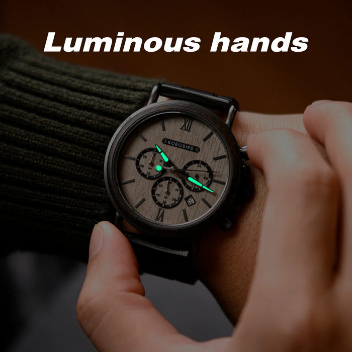 Ceas barbati Bobo Bird Din lemn Quartz Analog Cronograf Afisare data Casual Business [2]