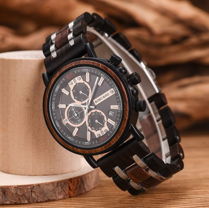 Ceas barbati Bobo Bird Lemn Cronograf Afisare data Quartz Analog Casual Elegant [6]